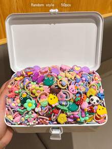 50pcs Random Style Colorful Daily Decorative Hair Ties - Multicolor - View 6