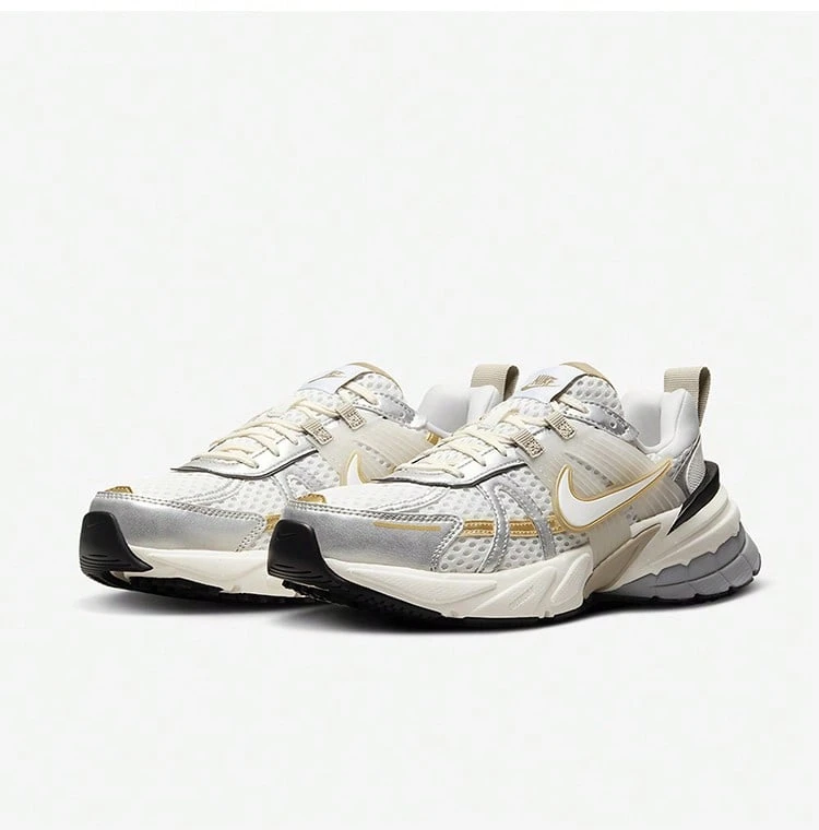 Nike V2K Run Unisex Low-Top Durable Athletic Running Shoes HJ7245-100 - Grayish Yellow - View 1