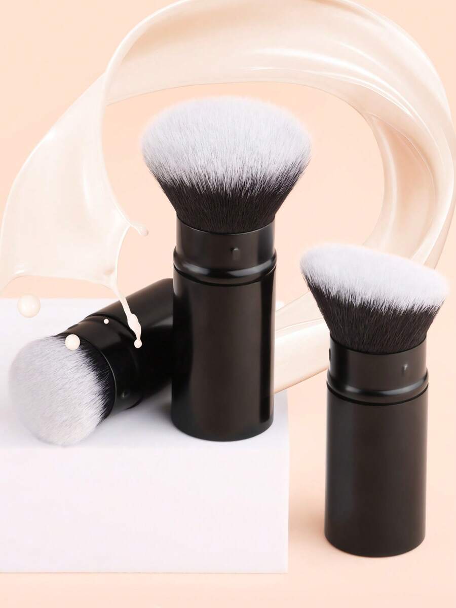 ronshadow 3pcs/2pcs Retractable Makeup Brushes With Protective Covers For Powder, Blush And Contour, Soft Bristles, Portable Makeup Tool - Multicolor - View 1