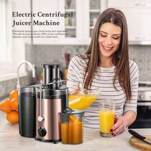 Qcen Juicer Machine, 500W Centrifugal Juicer Extractor With Wide Mouth 3" Feed Chute For Fruit Vegetable, Easy To Clean, Stainless Steel(Rose Gold) - US A Type Plug(110-127V) - View 8