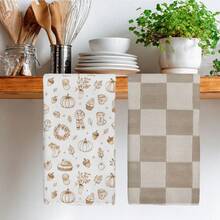 2PCS Kitchen Towels Brown Plaid Striped Print Microfiber Kitchen Towels, Modern Minimalist Style 40*60cm Rectangular Dish Cloth, Tablecloth, Hand Towel, Kitchen Decor, Home Decor, Neighbor Housewarming Gift, Kitchen Bathroom Supplies Home Essentials - Apricot - View 8