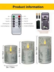 3pcs Set Flickering Reindeer Print Flameless Candles With Timer Remote Control, Battery Operated, Suitable For Christmas, Halloween, Valentine's Day, Mother's Day, Dining Table, Wedding, Party, Gift, Holiday - Warm Light - View 10