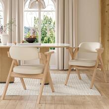 6 Folding Dining Chairs Beige Solid Wood - Comfortable And Space Saving - 米色 - 查看 6