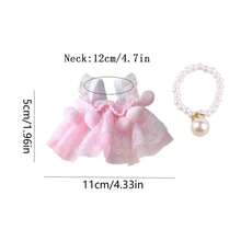 Hamster Princess Dress Pearl Necklace Cute Outfit Set Funny Golden Hamster Lace Trim Dress Photo Prop - Multicolor - View 7