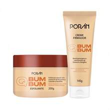 Kit Porán QBum Bum Creme Firmador 145g + Esfoliante Corporal 200g Para Glúteos - Creme - Visão 10