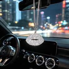 Exquisite Sparkling Car Interior Hanging Ornament Dudu Full Rhinestone Lips Rearview Mirror Elegant Pendant High-End Car Fashion Hanging Decoration Gift - Lips Car Hanging Ornament - View 13