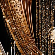Gold Sequin Backdrop Party Banner Garland, Shiny Reflective Circle Sequins With Hooks For Party Decor, Hanging Decorative Ornaments For Window, Door, Room Divider, Birthday, Wedding,Christmas Decorations, Easy To Assemble - A - View 8