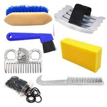 7-Piece Horse Grooming & Cleaning Set, Horse Hair Brush, Sponge, Comb, Scraper, Horse Brush, Horse Bathing & Care Grooming Tools Kit - Horse Grooming Kit - View 12