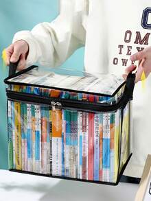 2/3pcs Transparent Storage Boxes With Flip Lid, Large Rectangular Stackable Space-Saving Organizer Bins, Durable Plastic Storage Containers For Home, Office, Dorm Organization - Multicolor - View 1