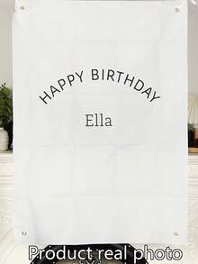 Custom Birthday Banner, Personalized Birthday Name Flag, Fabric Birthday Sign, Outdoor Wall Art Background, Aesthetic Style, Birthday/Decoration, First Christmas Decoration, Wall Hanging - Multicolor - View 5