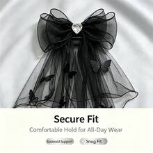 Velo de malla negra transparente y ligero con borde ondulado, accesorio para el cabello resistente a enganches para fotografía y peinados festivos - Ver 4