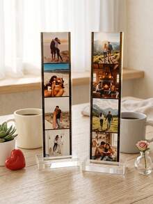 1pc Customized Photo Acrylic Film Strip Desktop Decor, Personalized Family Couple Travel Photo Display Stand, Anniversary Gift, Wedding Favor Decoration - Multicolor - View 4