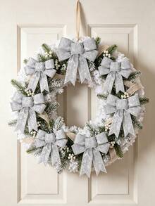 8pcs Shiny Christmas Bow Decorations, Wreath Bows, Large Gifts, Hanging Christmas Tree Ornaments, DIY Wreath Decor, Christmas Decorations, Christmas Tree Hangings, Tabletop Decor, Christmas Party Decorations, Holiday Table, Merry Christmas, 2027 New Year, Winter Greenery Decor, Silver - B - View 4