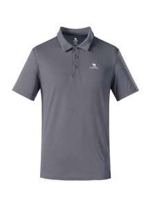 CAMEL CROWN 男士速干Polo衫，短袖户外速干休闲运动Polo衫，适合春夏穿着 - 礁石藍 - 查看 8