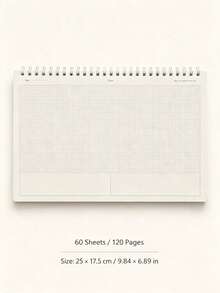 1pc Grid Paper Spiral Notebook, 25*17.5cm Graph Grid Journal With Note Block Area, 60 Sheets 120 Pages Stationery For Study Planning - Mesh Style - View 4