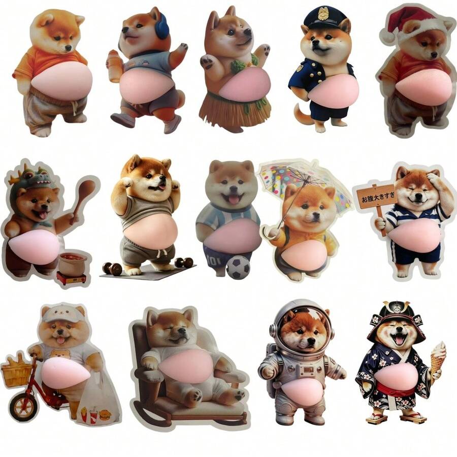 3D Sticker 可爱3D贴纸 可爱柴犬小狗贴纸 手机壳装饰贴纸 附赠1个TPR材质柔软可捏的解压玩具 - 彩色 - 查看 1