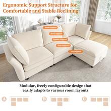 أريكة على شكل حرف L قابلة للتعديل باللون البيج 4 مقاعد مع عثماني تخزين - أريكة السحاب - بيج اللون، 4 مقاعد - مشاهدة 10