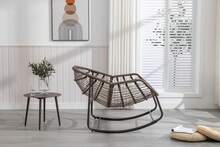 Outdoor Rattan Rocking Chair,Padded Cushion Rocker Recliner Chair Outdoor For Front Porch, Living Room, Patio, Garden, Olive Green - A - 查看 10