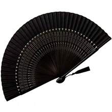 1/2/3/4pcs Foldable Hand Fan, Summer Cooling Bamboo Fan, Vintage Bamboo Silk Fan, Suitable For Dance, Performance, Decoration, Wedding, Party, Gift (Sexy Black) - Black - View 3