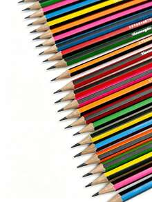 4/12pcs Multi-Color Striped HB Pencils With Eraser + 1 Random Color Pencil Sharpener, Hexagonal Pencils, Break-Resistant, Student Learning And Exam Pencils, Student Stationery Pencil Set, Back To School Supplies - Default - View 2