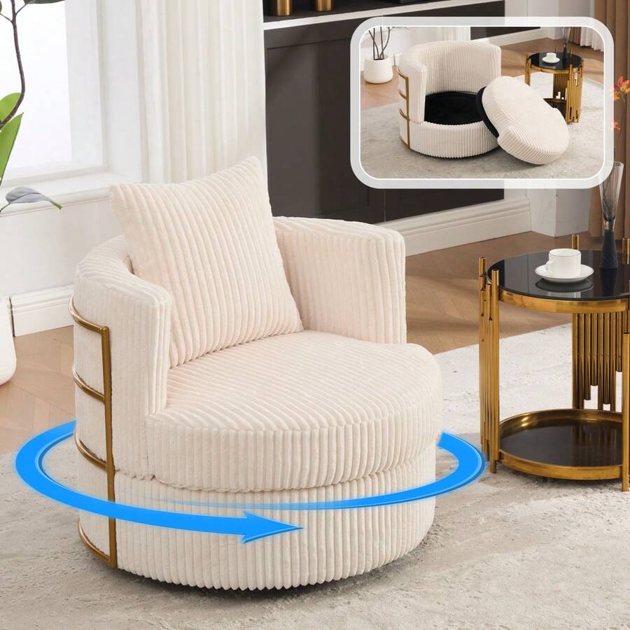 Home Theater Seating - 米色 + 燈芯絨 + 1 個座位 - 查看 1