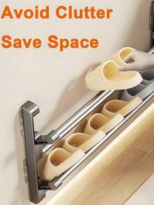 1pc No-Drill Wall-Mounted Slippers Rack, Bathroom Storage Solution, Home Shoe Rack, Hanging Shoe Rack, Suitable For Small Spaces, Apartment Living, Bathroom Storage, Suitable For Families And Renters, Space-Saving, Moving Into A New Home - Multicolor - View 5