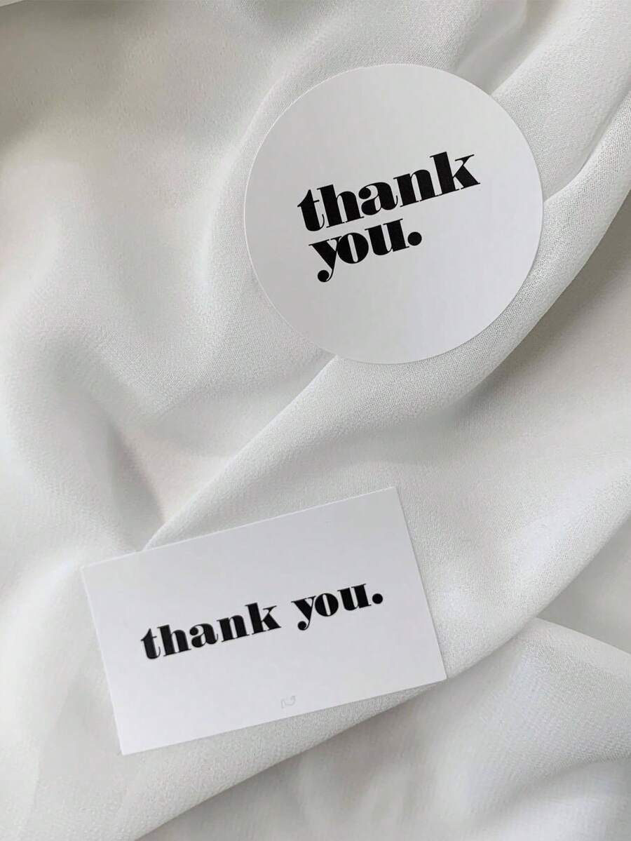 36 Stickers /600 Stickers "Thank You" Square And Round Ins-Style Minimalist Gift Bag Sealing Sticker, Decorative Sticker, Appreciation Label, Dessert Sticker - White - View 1
