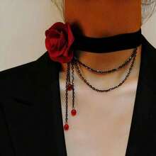 1pc Cross-Border Hot-Selling Lace Necklace - Red - View 1