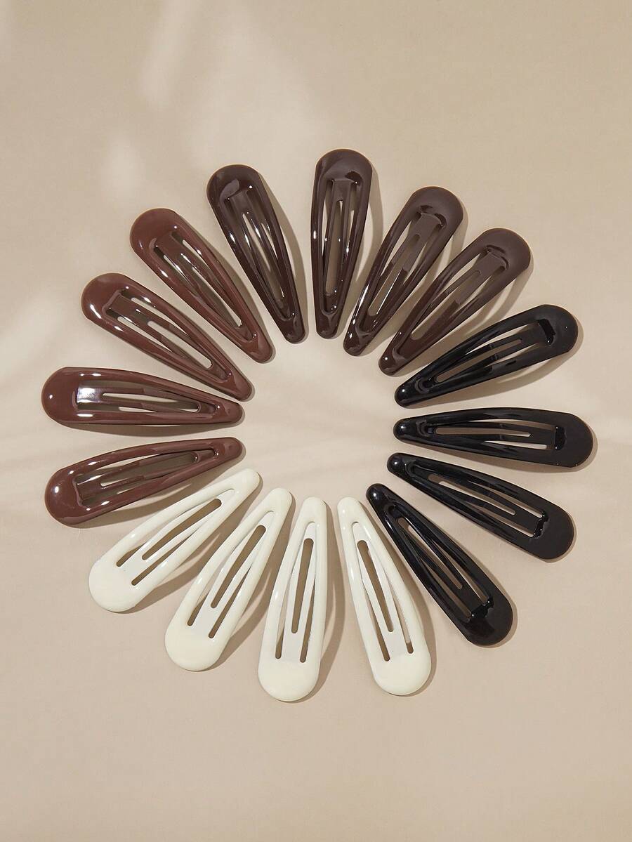 16pcs Glossy/Matte Water Drop BB Clips, Low Saturation Minimalist Versatile Bangs & Loose Hair Clips, Minimalist Ins Style Hair Accessories For Makeup & Styling, Portable Practical Hair Clips - Multicolor - View 1