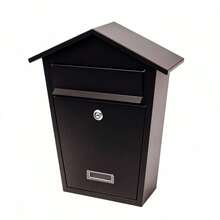 Wall-Mounted Galvanized Steel Mailbox With Security Lock And Slanted Roof, European Style Metal Post Box For A4 Letters, 32x10.5x38cm - B - 查看 3