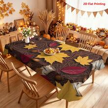 1/2pcs Autumn Tablecloth, Autumn Maple Leaf, Pine Needle, Acorn, Birch Bark Pattern Polyester Tablecloth, Suitable For Dining Room, Dining Table, Coffee Table, Kitchen, Picnic, Camping, Country Farmhouse Decor, Tabletop Protection And Autumn Holiday Decoration - Multicolor - View 2