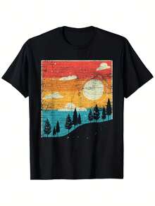 T-Shirt Uomo Girocollo 100% Cotone 180g, Stampa Vintage Parco Nazionale Classica, Resistente E Morbida, Top Casual Per Uso Quotidiano E Outdoor - Black - View 1