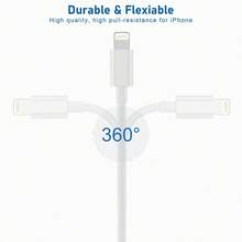 3.3ft/6.6ft Fast Charging Cable Type-C To Lightning Compatible With IPhone, High-Efficiency Data Transfer Cable Compatible With IPhone 14 Pro Max/14 Pro/14 Plus/14/13/12/11/XS/XR/8/7/6/Compatible With Series - White - View 6