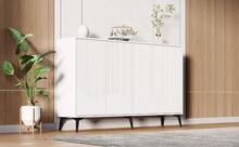 White Sideboard 160cm - Multi-Functional Cabinet With Adjustable Shelves, Metal Legs In Wood For - 白色 - 查看 6