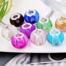 AIPRIDY 10x15mm Murano Large Hole Glass Beads With Silver Brass Core, European Style Beads For DIY Jewelry Making (100pcs, 10 Colors) - Assorted Colors - View 3