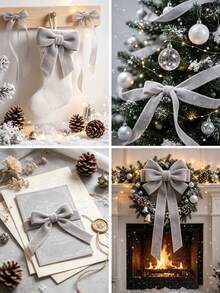 Pita Berbulu Halus untuk Natal, Cocok untuk Pembungkus Kado Natal, Dekorasi Karangan Bunga Natal, Dekorasi Pohon Natal, Pita Satin Berbulu Halus Bentuk Busur 1/4 Inci x 10 Yard (Tersedia Berbagai Ukuran) dengan Gulungan Kertas untuk Penyimpanan Mudah - Abu-abu ukuran 10 - View 7