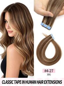 Real Human Hair Seamless Invisible Hair Extensions - Multicolor - View 41