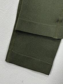1件女款收腹提臀緊身運動瑜伽褲，高彈力運動褲 - 軍綠色 - 查看 9