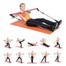 8-Piece Set - Pilates Bar Kit With 4 Resistance Bands (63.5 KG), Portable Home Fitness Equipment Set With Ankle Straps And Drawstring Backpack, Suitable For Men And Women Fitness Workout - Multicolor - View 2