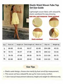 Women's Summer Solid Color Strapless Tube Top + Shorts Set, Casual Sets For Women Elegant - Pale Yellow - View 8
