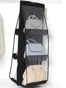 1/2pcs 6/8 Slot Multi-Layer Handbag Organizer With 8 Pockets - Foldable Oxford Cloth Hanging Storage Rack, Space-Saving Closet Organizer For Handbags, Wallets And Accessories, Durable Black And Gray Design, Perfect For Christmas, Halloween, Thanksgiving, Wallet Storage Organizer, Accessory Rack, Elegant Appearance, Sturdy Structure, Back To School - Multicolor - View 7