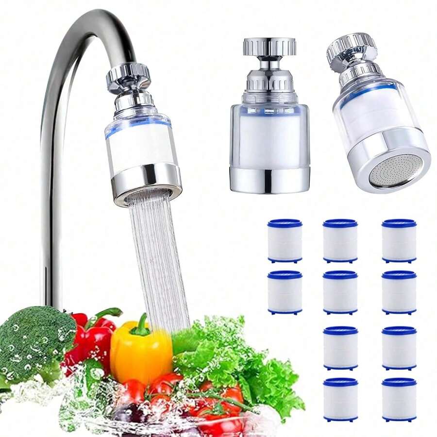 Kitchen Faucet Water Purifier, Tap Water Filtration System With Replaceable PP Filter Cartridge, Multi-Layer Filtration Faucet Adapter, Anti-Splash Water-Saving Nozzle, Easy Install Sink Water Purifier For Home Kitchen, Fits Most Standard Kitchen Faucets, Suitable For Fruit And Vegetable Washing