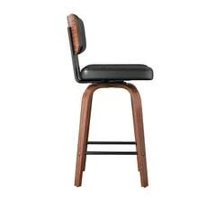 Bar Stool Curve - Swivel Stool With PU Cushion, Curved Wood Backrest And Metal Frame, 360° Swivel, Set Of 2 - Black + Foam + Iron + Metal & Wood - View 2