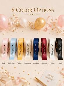 Custom Satin Ribbon, 25mm Personalized DIY Ribbon, Gift Wrapping, Birthday, Wedding, Anniversary, Woven Ribbon Bow Decoration Gift, School Supplies, Back To School - Multicolor - View 6