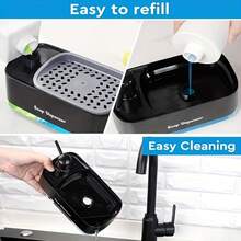 Dual Pump Manual Soap Dispenser, Convenient Design With 2 Independent 500ml Containers, Separates Dish Soap And Hand Soap, Suitable For RV, Outdoor Picnic, Kitchen, Restaurant. Includes 1 Cleaning Sponge - A - View 11