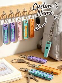 Personalized Whistle Keychain - Custom Name Tag / Bag Charm / Key Ring / / Water Bottle Charm - 3D Printed - Multicolor - View 1