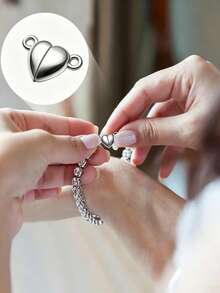 30pcs Heart-Shaped Magnetic Clasp Connectors, Jewelry Making Accessories For DIY Necklace, Bracelet, Wholesale - Love - View 2