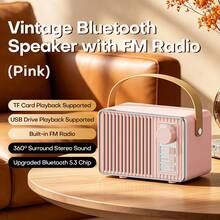 Vintage Retro Bluetooth Wireless Mini Speaker, Stereo Clear Sound Quality, Deep Bass, Portable Speaker, Compatible With IPhone, Android Devices And Tablets - Multicolor - View 12