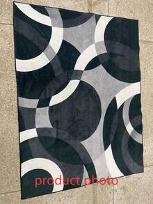 1pc Black And White Abstract Rug, Decorative Carpet, Bedroom Decor, Small Rug, Carpet, Home Decor, Living Room Rug, Living Room Small Rug, Bedroom Carpet, Living Room Home Decor, Outdoor Rug, Washable Carpet, Graduation Gift - Multicolor - View 5