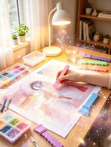1pc Colorful Diamond Painting Alignment Tool, Diamond Painting Correction Tool, Diamond Painting Ruler Corrector - A - View 2